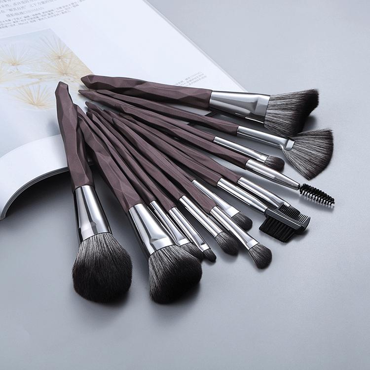 Private Label Diamond Shape Handle Loose Powder Eye Synthetic Makeup Brush Set