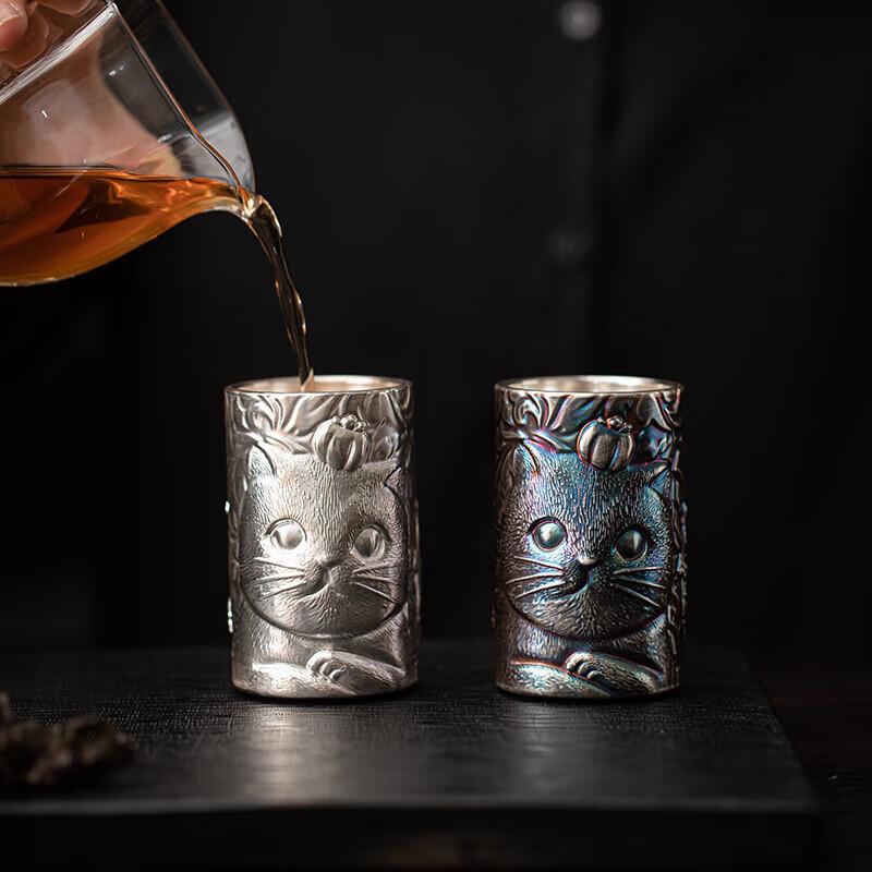 КЕРАМИКА ДЛЯ СУШИ Посеребренная Пара Древних Кошек Кружки
