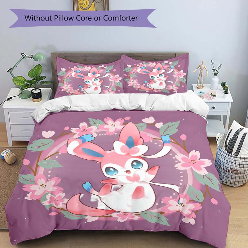 

3pcs Sylveon Bedding Set - Includes Comfortable Bedding with Stylish Design for Bedroom L104 135x200cm