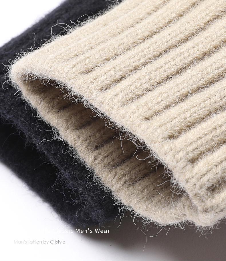 Men's Knitted Stand-up Collar Cardigan: Trendy Autumn/Winter Fashion Sweater with Long Sleeves and Thickened Design.
