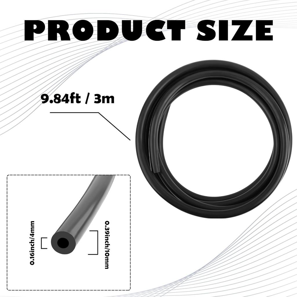 10Ft Vacuum Hose Automotive,ID 5/32 Inch (4Mm) Silicone Vacuum Hose For Transporting Air And Water,Universal Vacuum Lines Automotive Accessories For