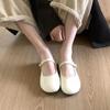 Fashion SUOJIALUN Autumn Women Flat Shoes Fashion Round Toe Shallow Slip On Ladies Casual Mary Jane Shoe Soft Flat Heel Dress Single Sho