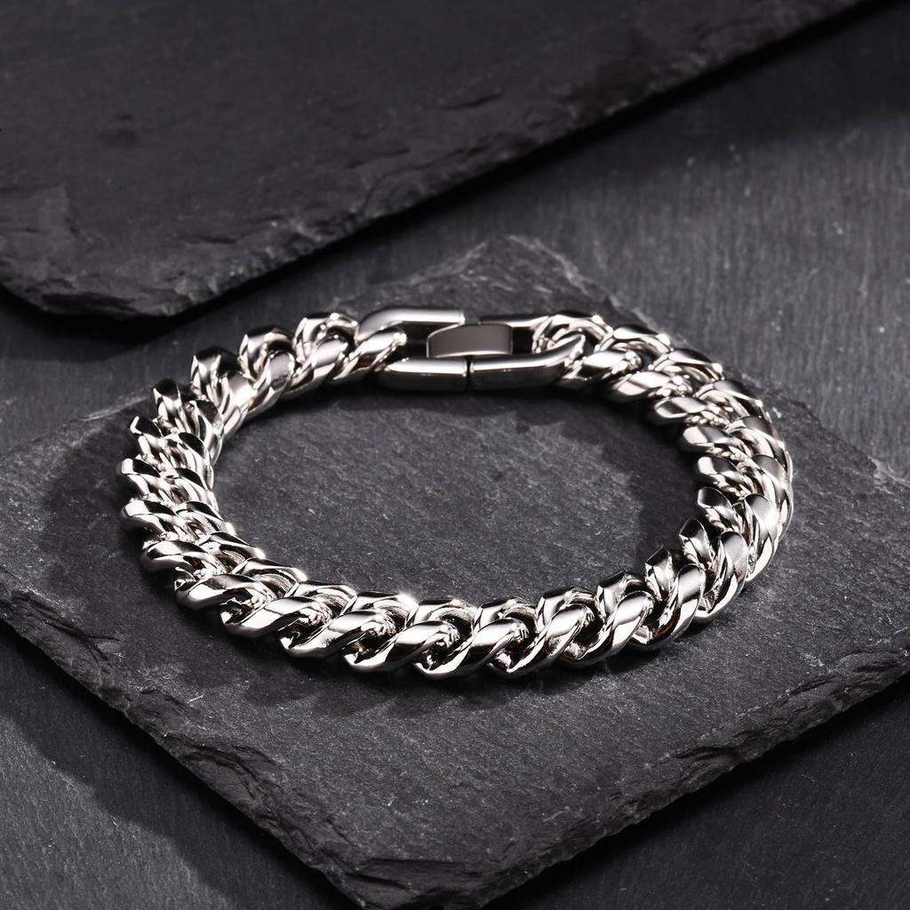 Stainless Steel Golden Silver Color Cuban Chain Bracelet Fashion Hip Hop Bracelet  Women's Jewelry Party Gift 18/20/21/22/23CM