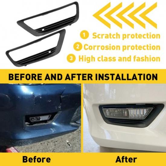 Driver & Passenger Side Fog Light Cover For 2013-2015 Honda Accord W/ Fog Light