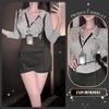 Sex underwear large size sweet and spicy pure desire temperament royal sister style striped shirt top high waist strap shorts women