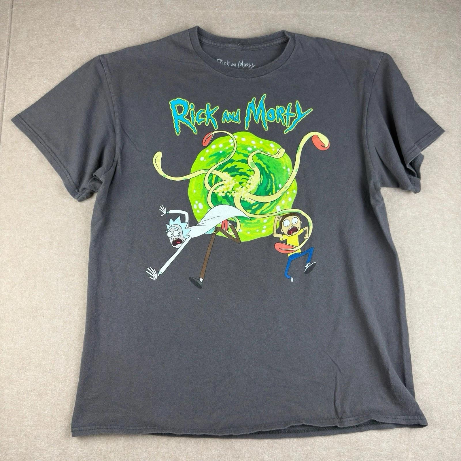 Rick and Morty L Gray Mens T-Shirt Portal Adult Swim Ripple Anime Cartoon Tee S