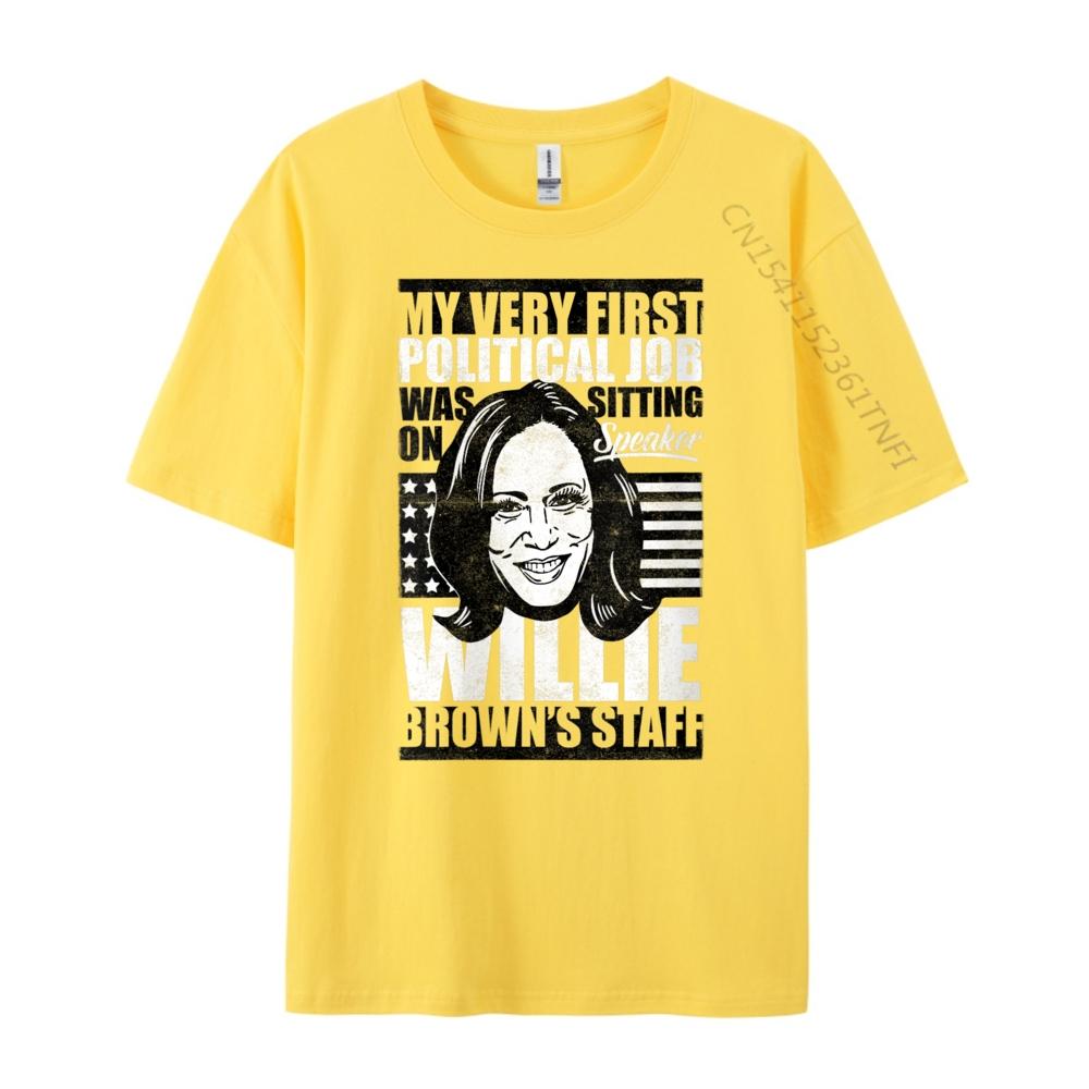 Womens Anti Biden Kamala Harris First Job Willie Brown Female Vp Black T Shirt TShirts Easter Sunday