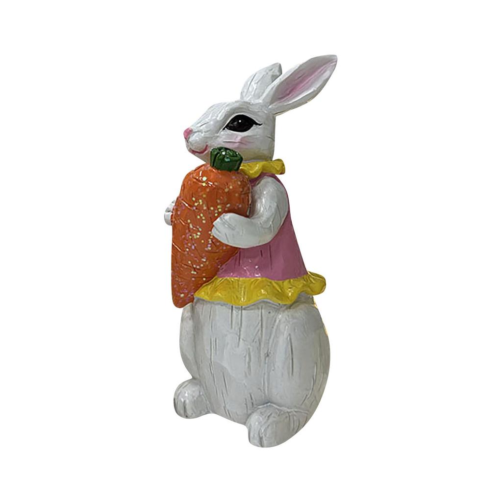 Charming Easter Bunny Figurine with Carrot Handcrafted Resin Rabbit Decor for Spring and Holiday Celebrations