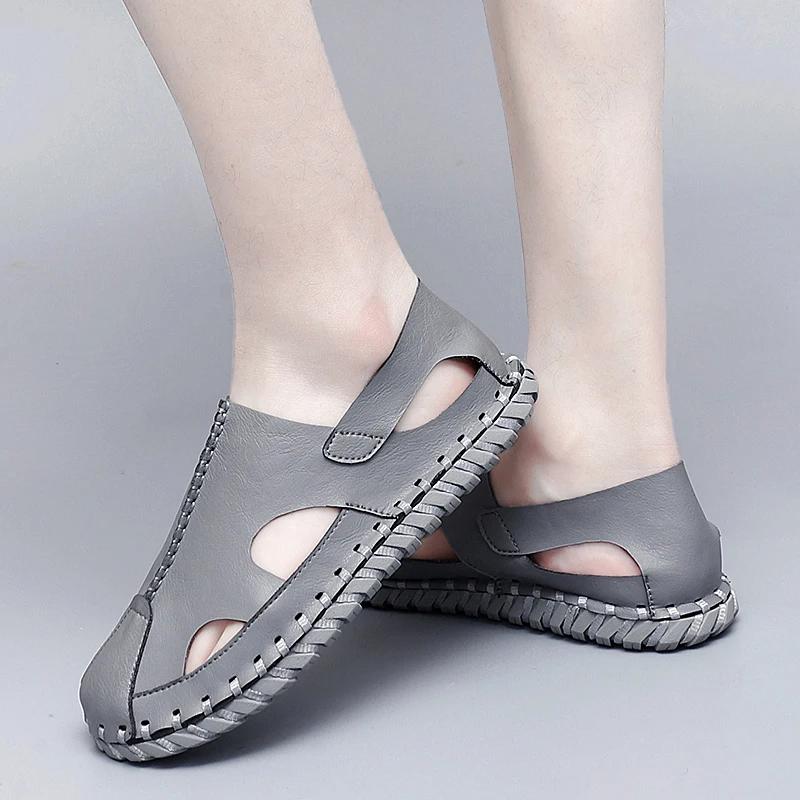 Fashion Men's Summer New Sandals Anti-slip Wearable Leather Sandals Adult Flats Driving Shoes Walk Daily Commute Fashion Trends Sandals