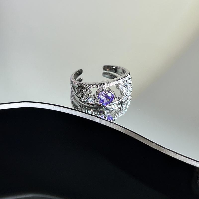 Hot Selling Classic Purple Stainless Steel Rings for Women's Exquisite Advanced Sense Light Luxury Sweet Cool Niche
