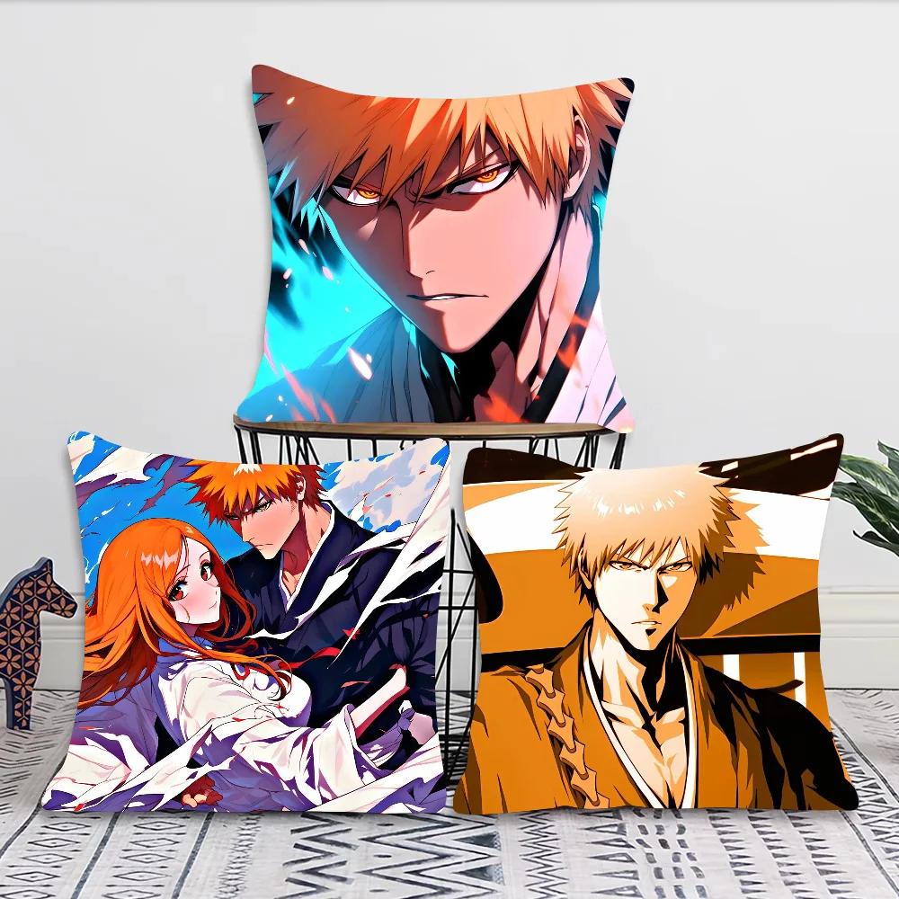 1Pc Kurosaki Ichigo Anime Bleach Pillow Case Square Pillow Bedroom Sofa Leisure Comfort Cushionliving Room Home Decoration 40X40