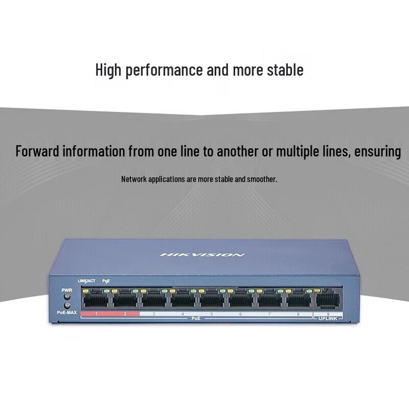 Hikvision 9-Port 100Mbps Unmanaged PoE Switch CN plug (adapter included)