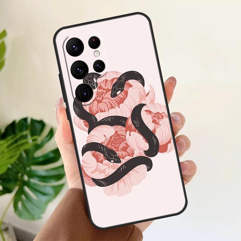 Snake Flower Soft Case For Samsung Galaxy S25 S24 S23 S22 S21 Ultra S9 S10 Plus S23 FE S24 FE Phone Cover