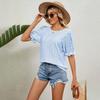 Camiseta Floral Feminina de Verão Blusa Solta Versátil Gola Redonda Pulôver Camiseta