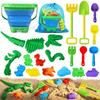 Sandkasten-Set, 22 Teile, Strandspielzeug, Dinosaurierskelett-Form & Mini-Dinosaurier-Form, Schaufel, Rechen & Stapelbarer Eimer enthalten, Weiches Material, Geeignet