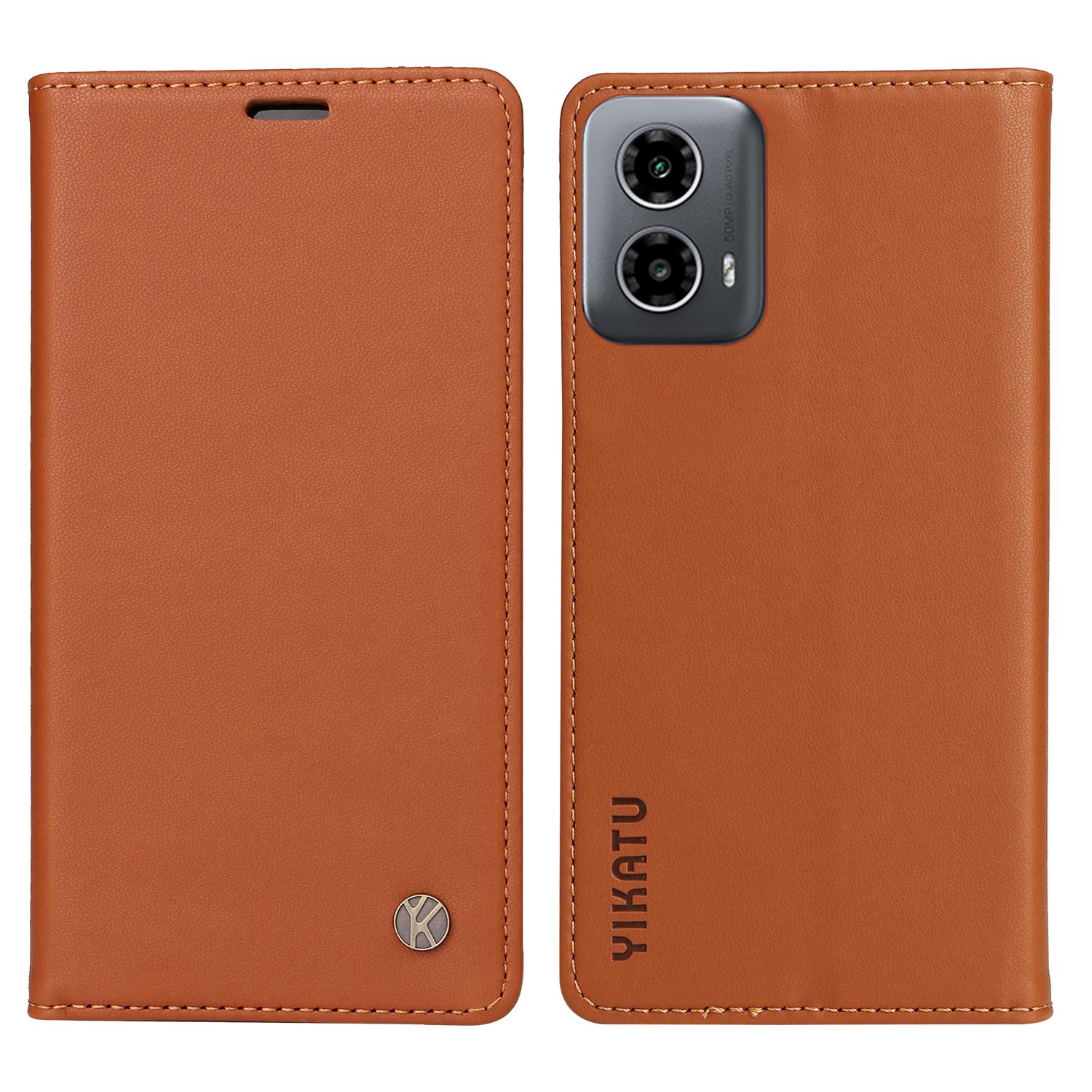 

YIKATU YK-001 For Motorola Moto G45 5G/G34 5G Case Magnetic Closure Full Protection Leather Phone Cover A