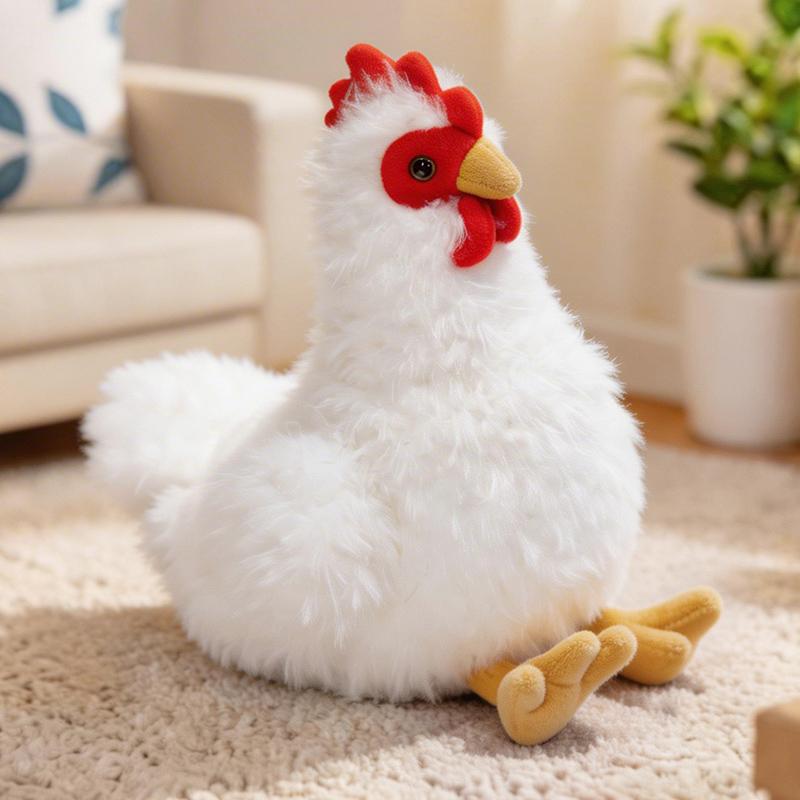 Coq Garni Poulette Poulet à Os Noir Animal Simulation Moelleux Volaille Peluche Douce Réaliste Oreiller Câlinable