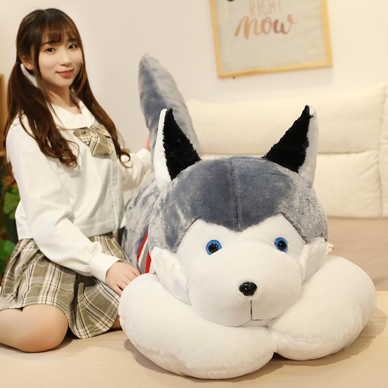 120Cm Sweet Snuggly Huge Husky Soft Buddies Dog Plush Critters Long Cushion Plushie Suitable For Boys Girls Girlfriend Natal Day Present Living