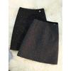 Plus Size Sequined Wool-Blend A-Line High Waist Skirt - Anti-Exposure, Hip-Hugging, for Spring/Autumn