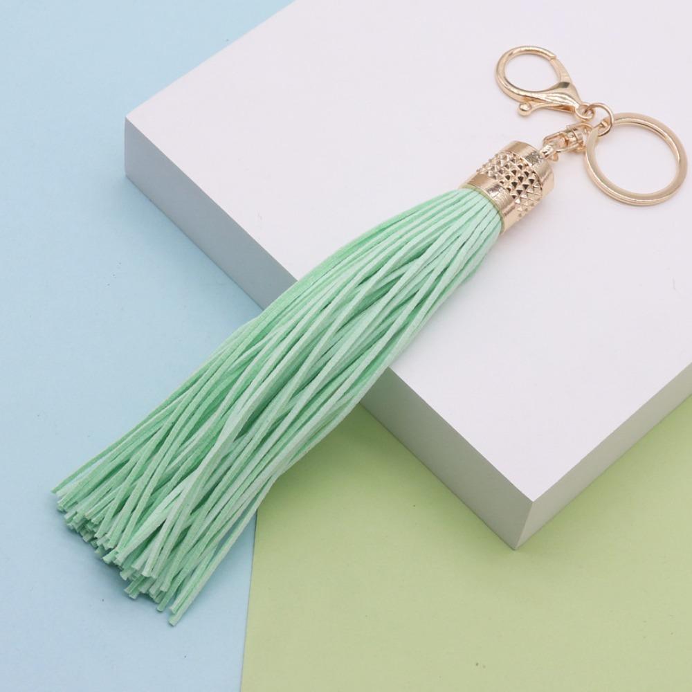 Cute Hanger Leather Tassel Keychain Alloy Pu Car Keyring Fashion DIY Bag Charm Men