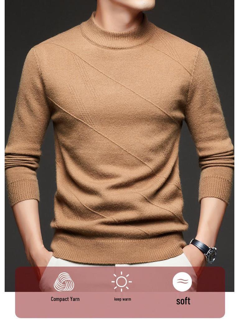 Herren Dicker Jacquard-Strickpullover - Herbst/Winter Warme Basisschicht für Väter mittleren Alters