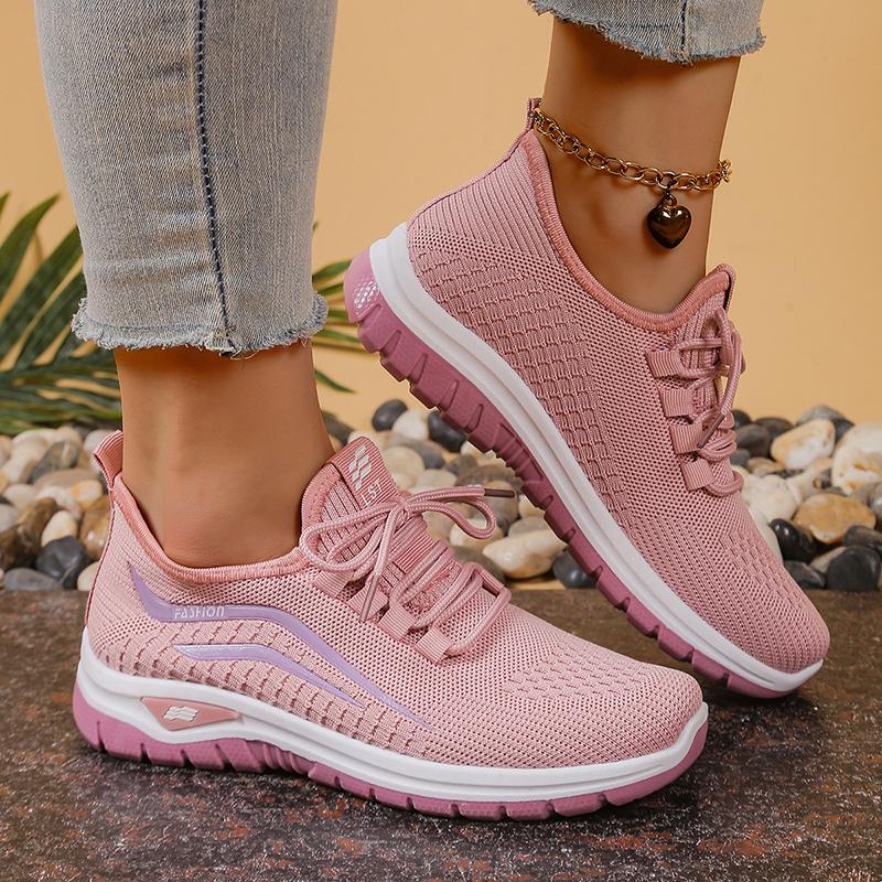 Fashion Women's Soft Sole Breathable Mesh Sneakers Lightweight Non Slip Casual Sports Shoes for Women Comfort Slip On Knitted Sneakers