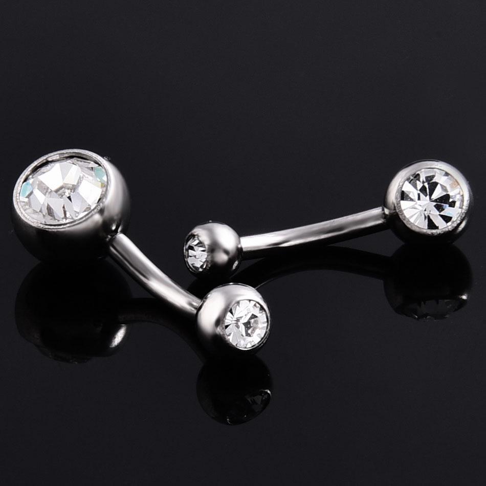 Titanium Zircon Navel Ring 14G Barbell Piercing Jewelry (6/8/10mm)