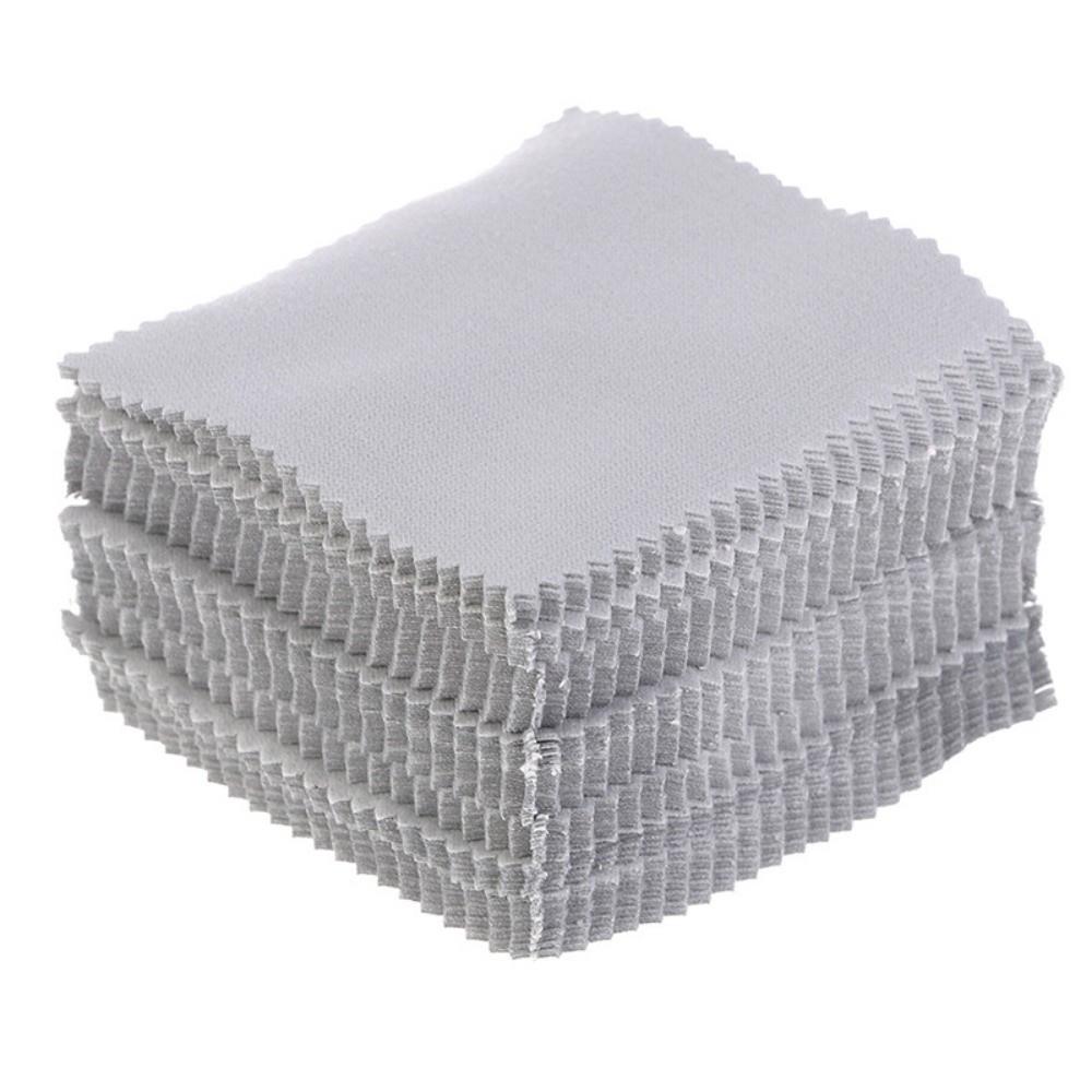 50Pcs Soft Fabric Silver Polish Cleaner Reusable Cleaning Polishing Cloth  Silverware Care
