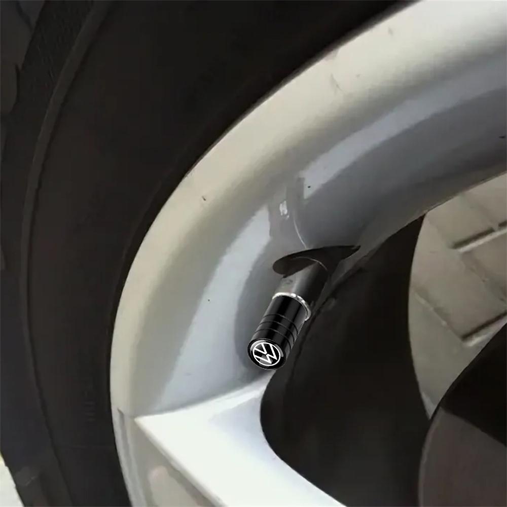 4PCS Car Wheel Tire Valve Stem Caps Metal Valve Accessories Auto Cover for Volkswagen VW R Line R32 Touareg Passat Polo 4 Motion Zq3