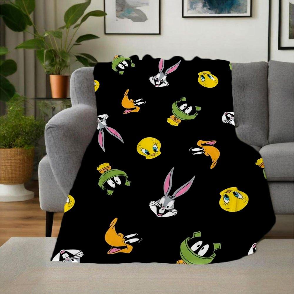 "Looney Tunes Character Phone Case Cover"Blanket Flannel Throw Blanket for Sofa, Bed, Travel, Camping, Office