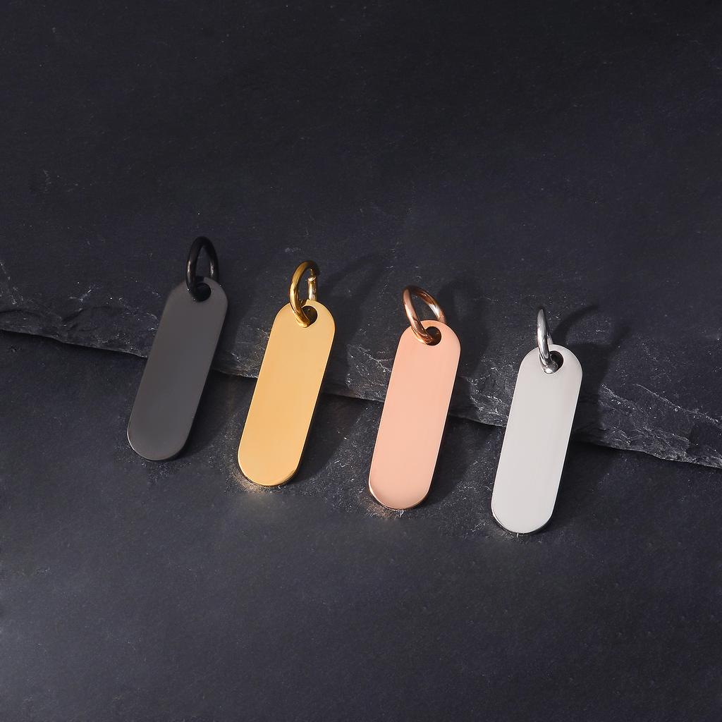 Wholesale 4Pcs/lot Polished Blank Tags Stainless Steel Rectangle Charms Personalized Logo Name for DIY Jewelry Making