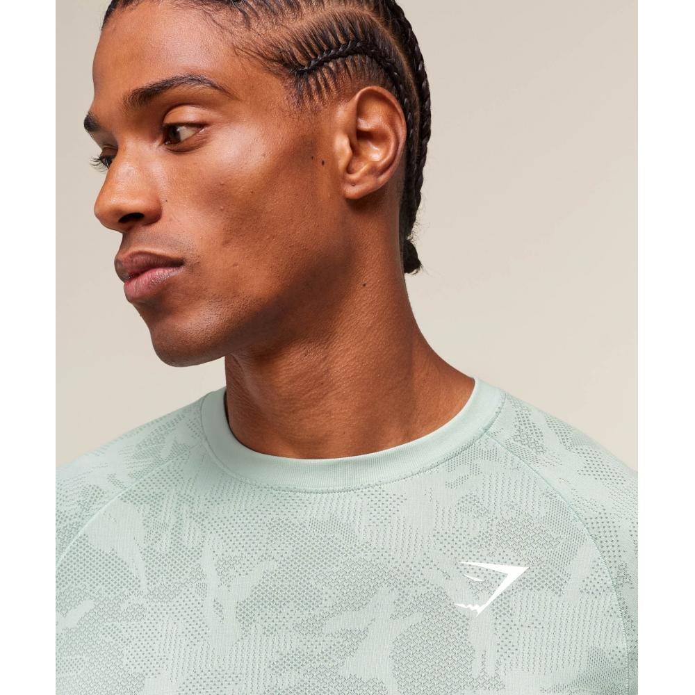 Gymshark Geo Nahtloses Langarm-T-Shirt Morgenhimmelblau Himmelblau A5a2c Udb5