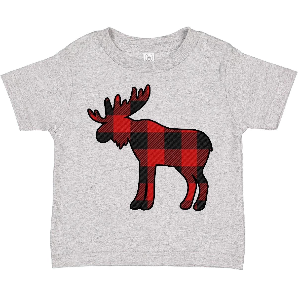 Inktastic Moose Silhouette Plaid Toddler T-Shirt Animals Clothing Cute Child Kid 150