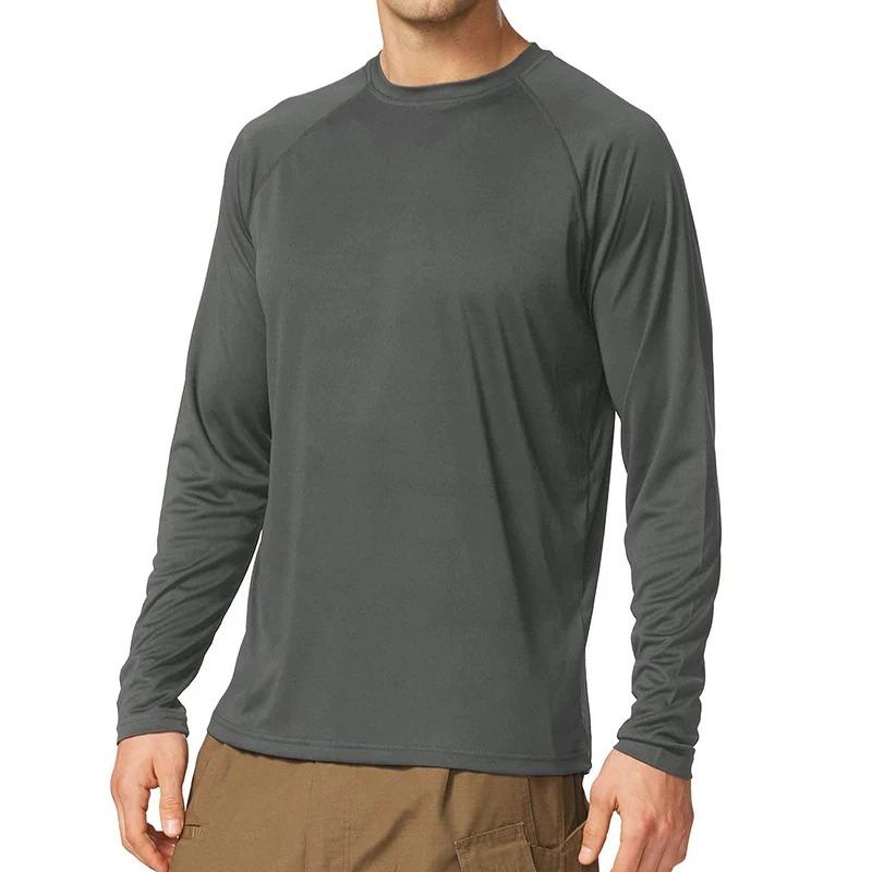 Long Sleeve T-shirt Men'sProtection Quick Dry Breathable Sunscreen T-shirt Hiking Fish Performance Tops