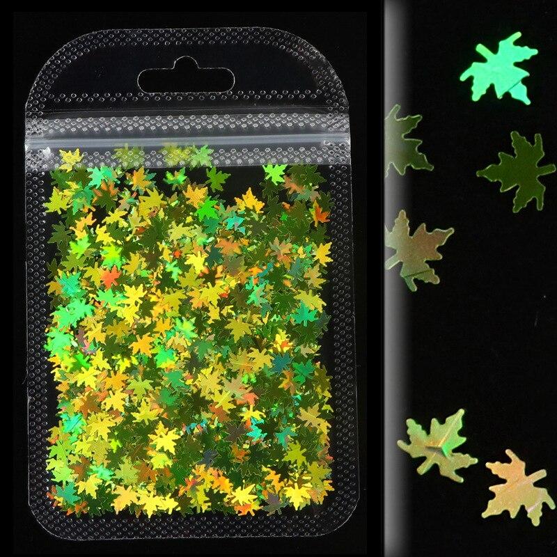 

1 пакетик, кленовый лист, блестки для ногтей, голографический блеск, блестящие чешуйки для ногтей, украшение для ногтей