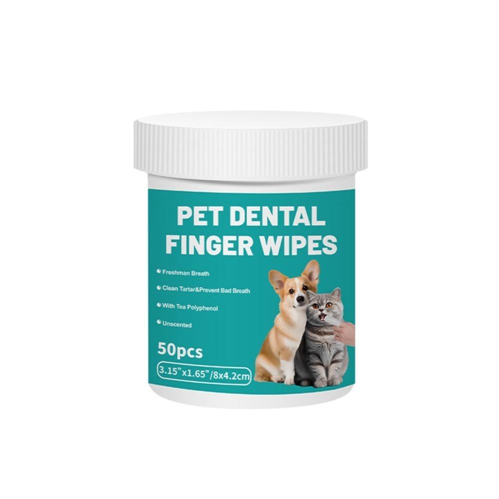 50pcs Bad Breath Remover Dental Finger Wipes Disposable Dog Wipes New Cat Wipes for Dogs Cats