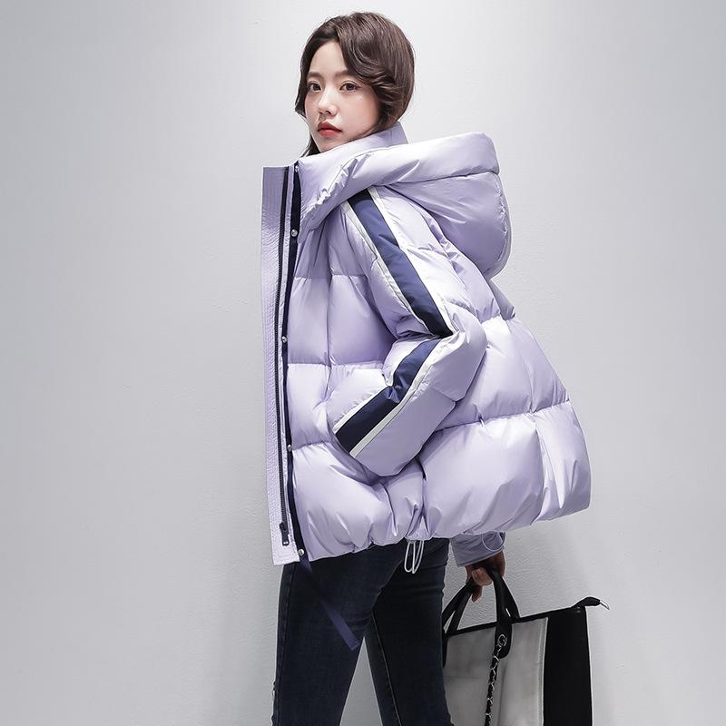 Fashion design sense color matching sleeves short down jacket winter new casual hooded warm small jacket