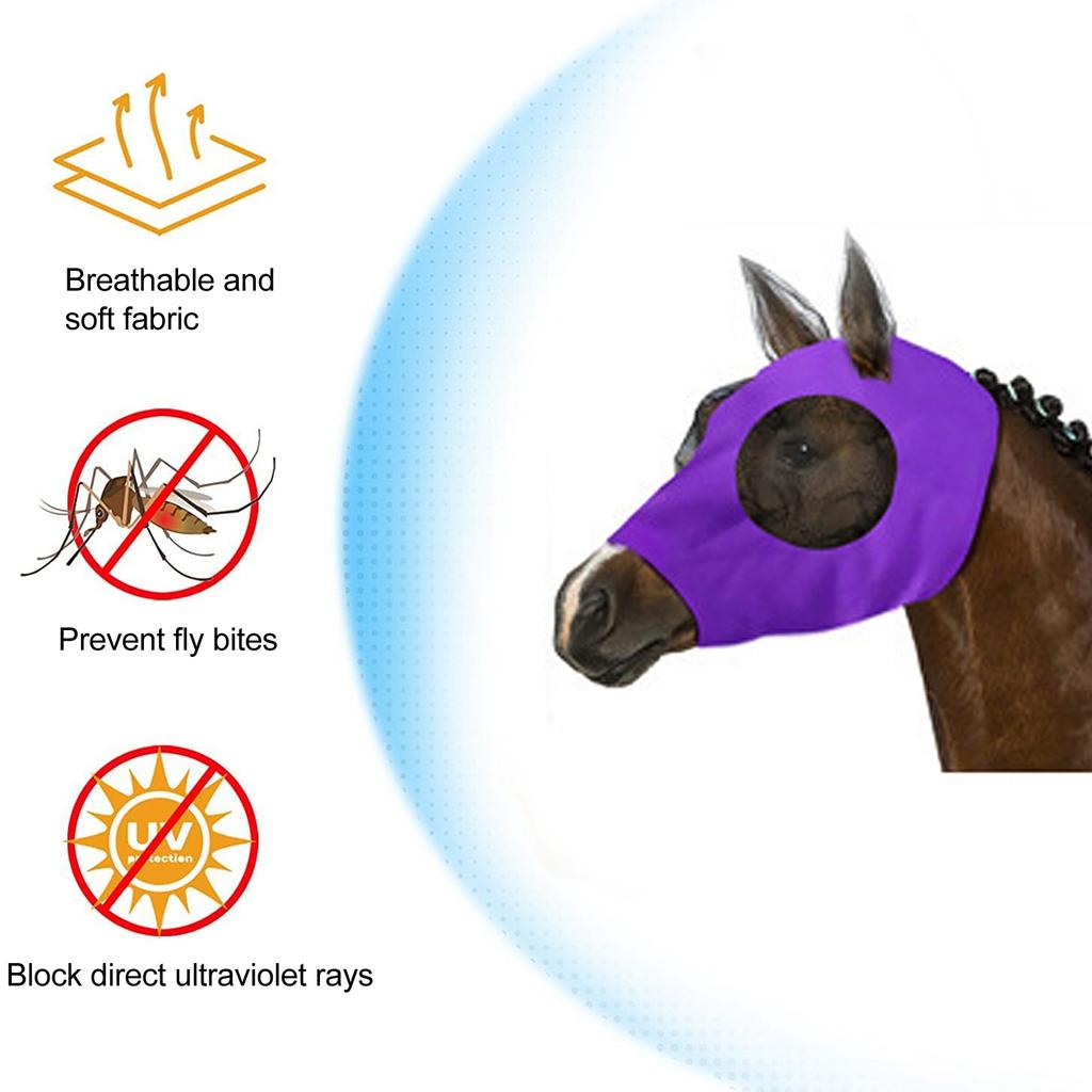 Breathable horsefly mask with ears, soft mesh plus adjustable lightweight design, equestrian riding, insect and UV protection