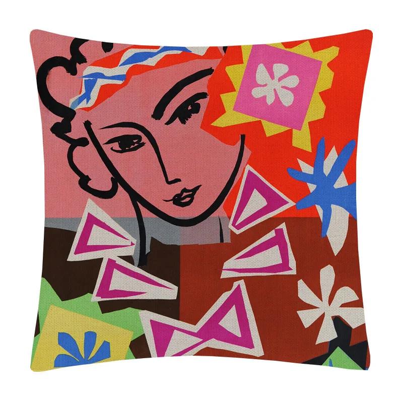 Henri Matisse Printed Cushion Cover Portrait Oil Art Painting Decorative Pillowcase Home Decor Polyester Cotton Linen 45X45cm