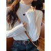 Elegant Semi-turtleneck Bottoming Shirt for Women Autumn and Winter New Casual Pullover Knitted Long Sleeved Sweaters Slim Fit Solid Color Simple Tops