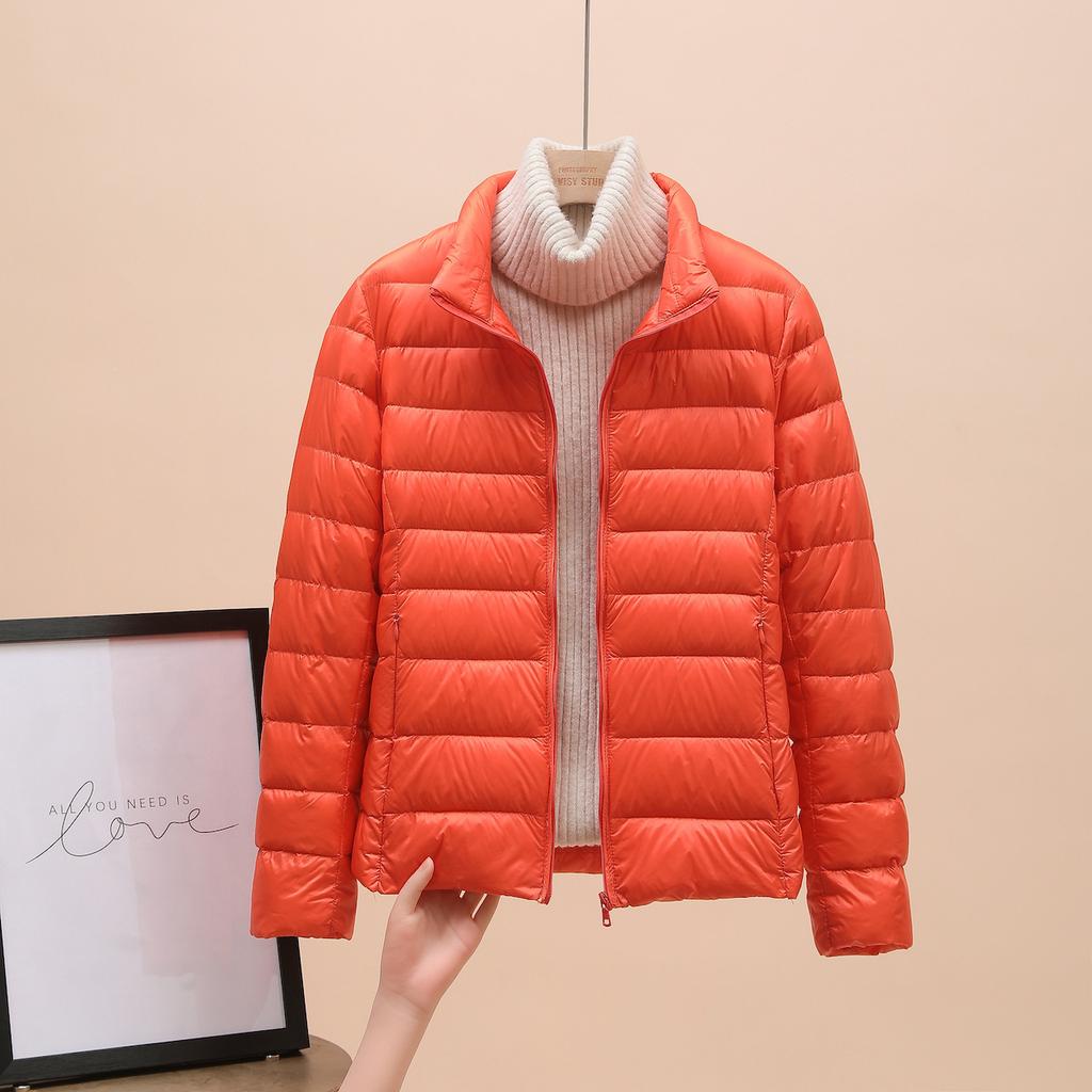 Women's Stand Collar Long Sleeve Puffer Jacket Regular Fit Commuter Style Lightweight Down Jacket