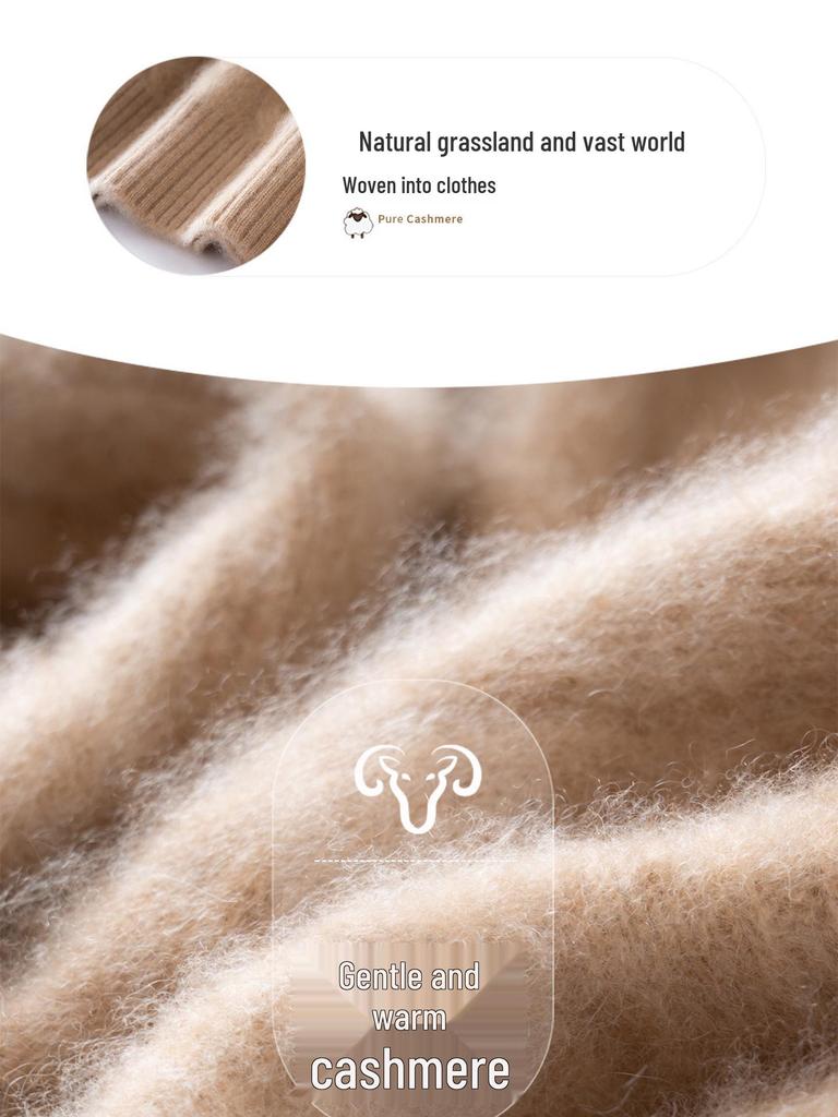 Women's Retro High-Neck Cashmere Sweater - Half-Zip, Loose-Fit for Autumn/Winter.