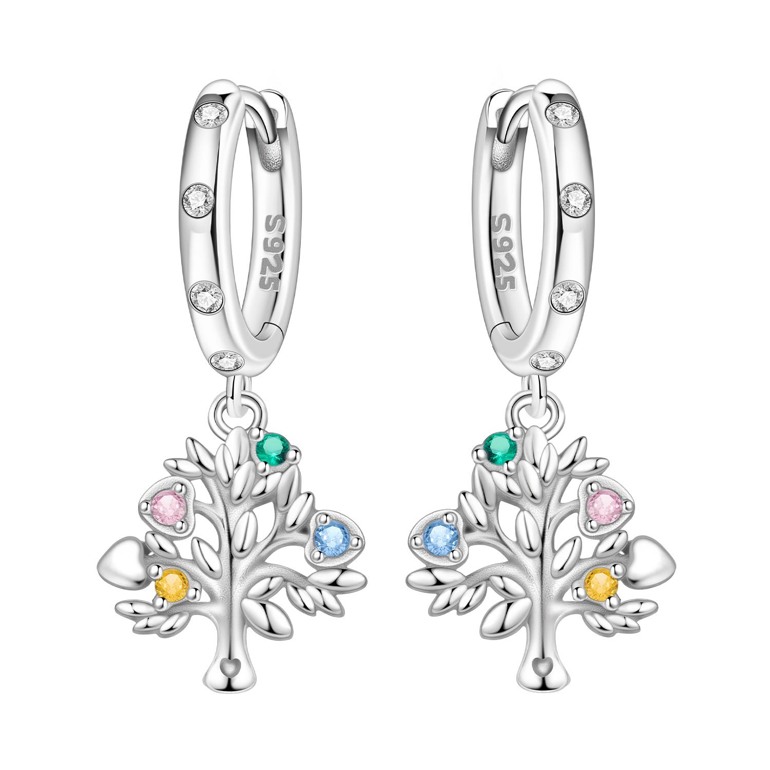 

PANPOKI 925 Silver Family Tree of Life Drop Earrings Women Earrings Party Jewelry Birthday Wedding Gifts