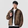 CO8000 Men's Versatile Lambswool Reversible Jacket with Patch Label, Casual Long Sleeve.