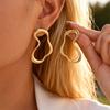 Vnox Stainless Steel Gold Color U-shaped Earrings Jewelry, Irregular Hollow Stud Earrings for Women Exquisite Jewelry Party Gift