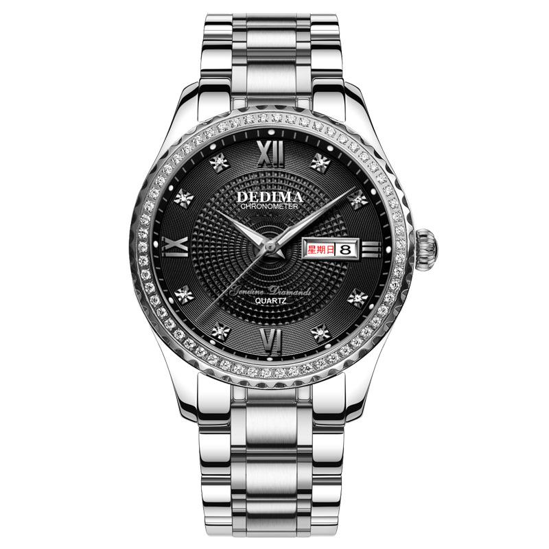 

Мужские водонепроницаемые светящиеся часы с пряжкой-бабочкой, полностью золотой твердый стальной ремешок