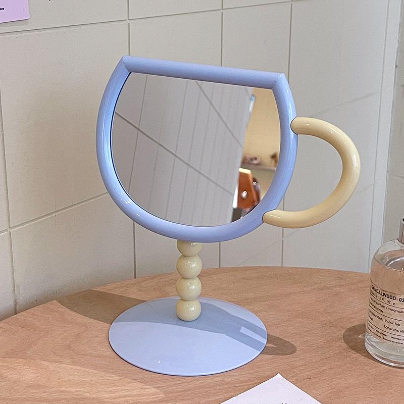 

Coffee Cup Shaped Makeup Mirror Creative Cosmetic Mirrors Adjustable Decorative Mirror for Student Dormitory Supplies Wholesales синий