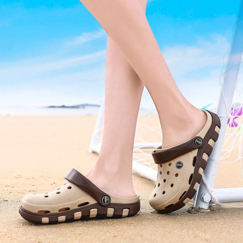Hole Slippers for Men Beach Soft Summer Sale High Quality Sandals Man Comfortable 2025 Style Fun Clappers Original Shoes