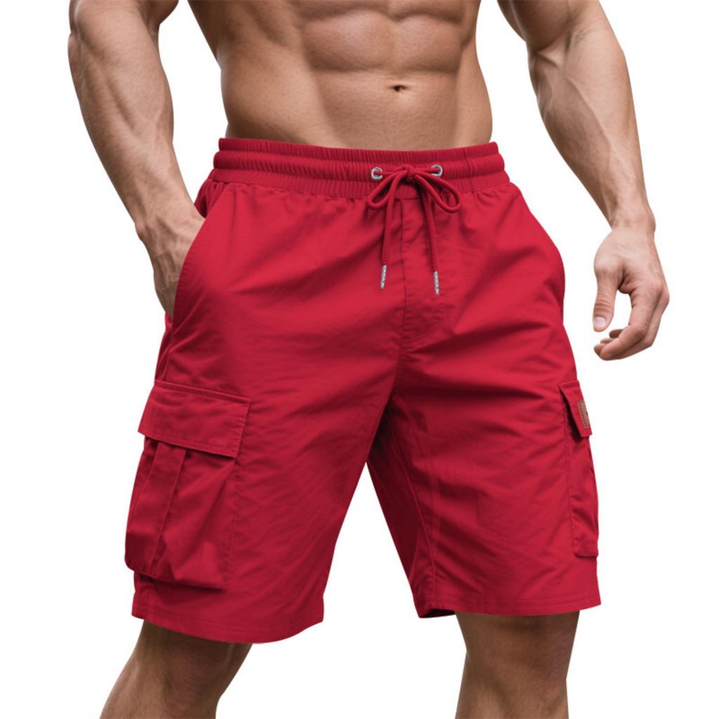 Men Drawstring Loose Fit Casual Straight Leg Cargo Shorts with Multiple Pockets for Daily Commute and Outdoor Activities