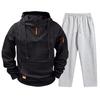 Men's Casual Hooded Sweatshirt and Jogger Pants Set with Multiple Pockets, Long Sleeve Drawstring Tracksuit for Fall Winter (Gray Pants)